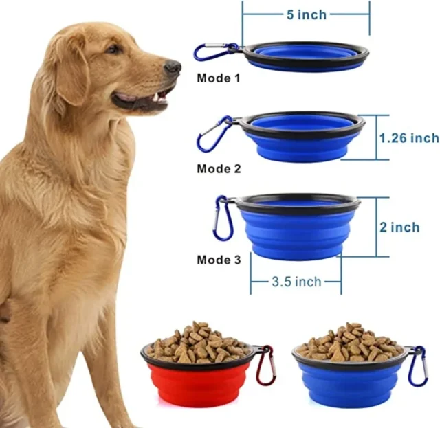 Collapsible Dog Bowls, Portable Foldable Dogs Cats Travel Water Food Bowls with Carabiner Clip for Walking, Traveling,Hiking - Image 5