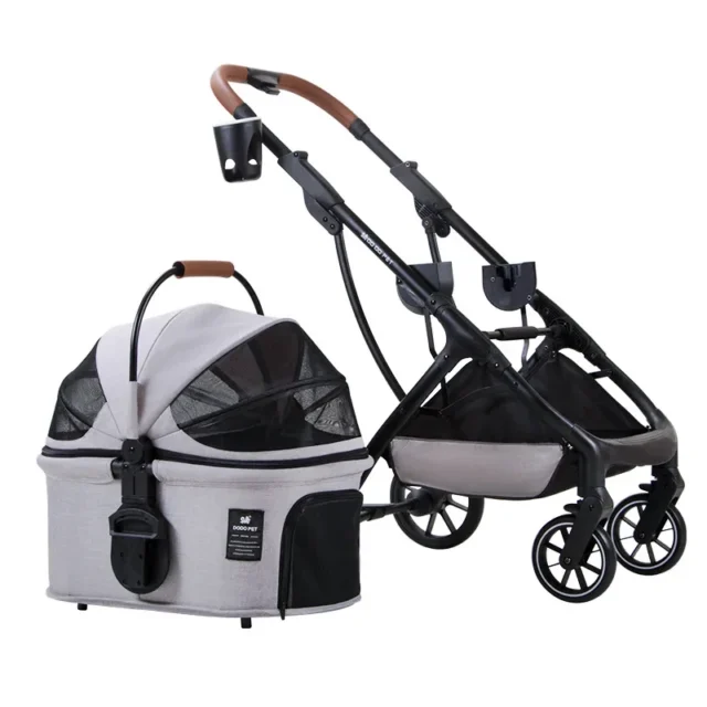 High View Pet Stroller Foldable and Detachable Dog Stroller Four Wheel Cart Pet Carrying Basket Pet's Mobile Nest Dogs Buggy - Image 6