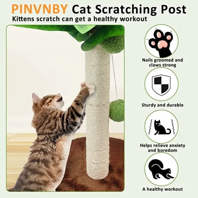 Indoor Home Cute Cat Scratching Board 15 Inch Cat Scratching Board with Drop Ball and Sisal Rope Pet Toy Supplies Ornament - Image 3