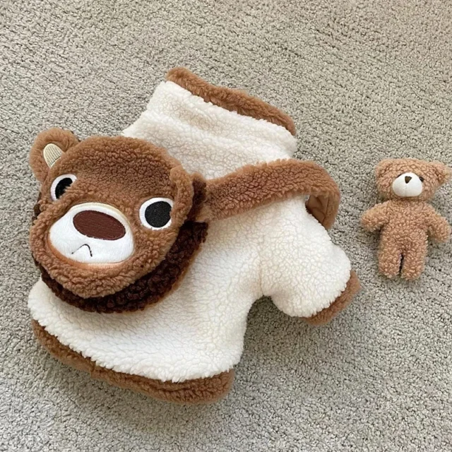 Warm Dog Clothes Puppy Winter Clothes Pet Bear Backpack Cotton Coat Teddy Cold Jacket Cartoon Pullover Pet Two-legged Clothes