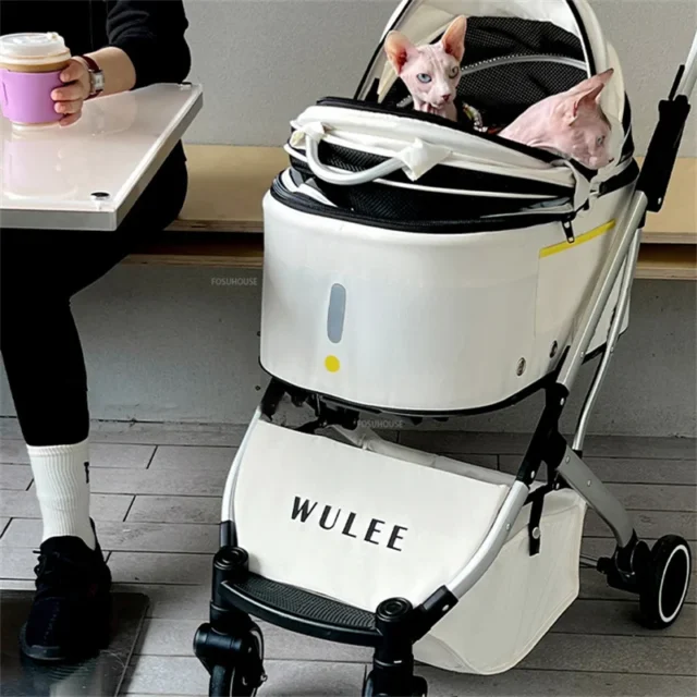 Lightweight Pet Stroller for Small Dogs and Cats Foldable Dog Trolley Cat Carrier Multifunctional Shock Absorbing Pet Strollers - Image 5