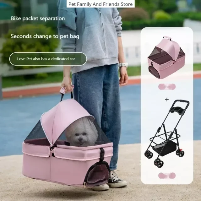 Pet Cat Dog Cart Portable Foldable Trolley Going Out Small Pet Cart Dinner Plate Pet Cart Poussettes Transportadora Para Gato - Image 3