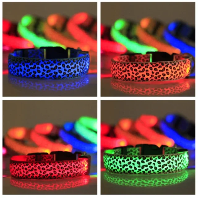 Pet LED Luminous Collar for Dog Adjustable Leopard Glow Cat Collar Night Safety Collar Teddy Golden Retriever for Walking Dogs - Image 2