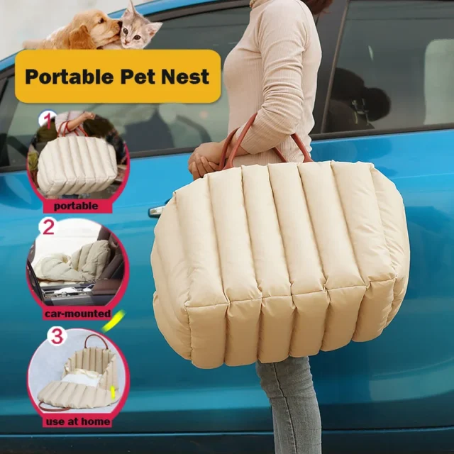 Portable Pet Dog Car Seat Nonslip Carriers Safe Car Box Booster Kennel Bag for Small Dog Cat Travel Siege De Voiture Pour Chien - Image 2