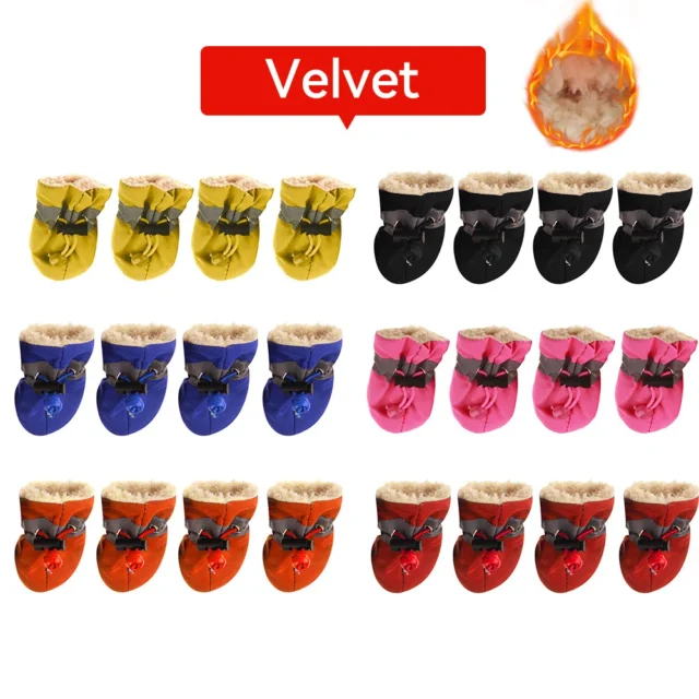 4pcs Pet Dog Shoes Anti-Slip Waterproof Shoes For Dogs Rain Snow Dog Boots Footwear Thick Warm Cat Dog Socks Small Dogs Slippers - Image 5