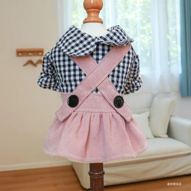 PETCIRCLE Dog Clothes Black Button Plaid Dress For Small Medium Dogs Cat Spring Summer Pet Clothing Dog Costume Supplies Skirt - Image 2