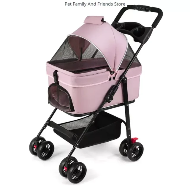 Pet Cat Dog Cart Portable Foldable Trolley Going Out Small Pet Cart Dinner Plate Pet Cart Poussettes Transportadora Para Gato - Image 5