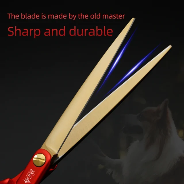 Professional pet grooming scissors 440C material dog grooming scissors Gold Blade Straight Cut Pet Shearing Tools - Image 2