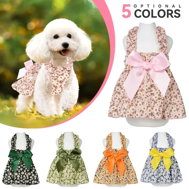 Floral Princess Dress Spring Summer Pet Dog Clothes Sweet Pet Clothing Cute Printed Puppy Cat Skirt Thin Skirt Pet Clothes