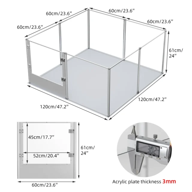 Dog Clear Playpen Fence Kennel Indoor Pet Play Pen Cage Whelping Box with Waterproof Fertility Pad - Heavy Duty Pets Large - Image 6