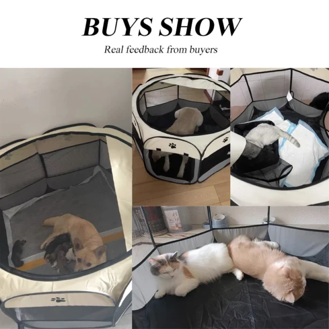 Portable Dog House Folding Pet Tent Outdoor Dog House Octagon Cage for Cat Playpen Puppy Cats Kennel Easy Operation Fence - Image 4