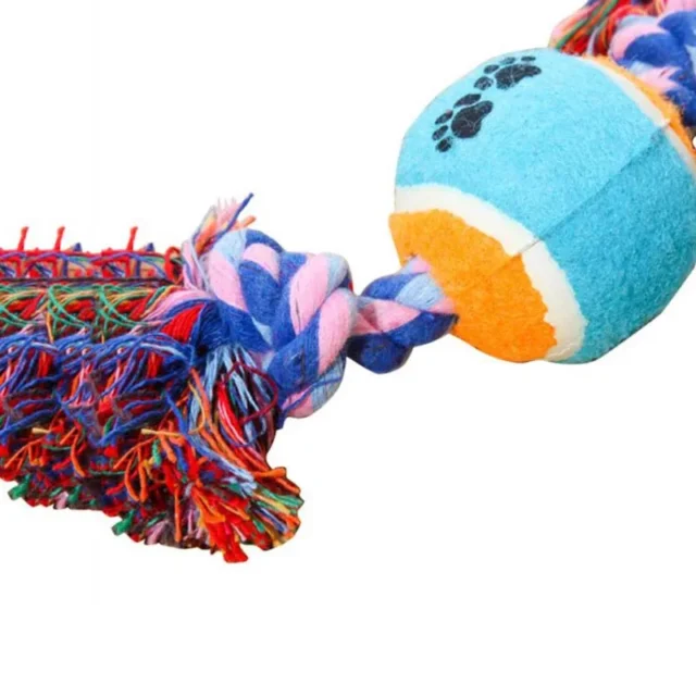 Pet Tooth Cleaning Cat and Dog Toy with Tennis Double Knot Pet Training Toy 1Pcs - Image 6