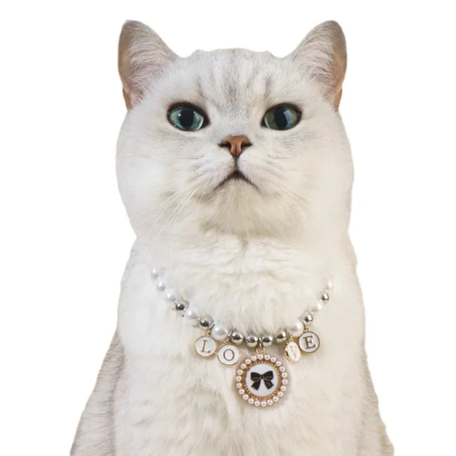 Pet Pearl Collar Cat Love Pendant Princess Necklace Dog Sweet Decorations Puppy Rhinestone Collar Chihuahua Accesorios - Image 3