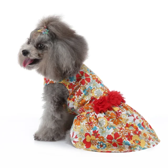 Summer Dog Dress with Cute Print, Pet Skirt Clothes for Small Dogs, Puppy and Cat Princess, Bowknot Dresses, Pet Accessories - Image 3