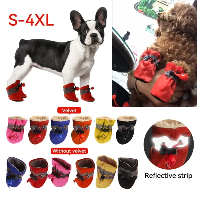 4pcs Pet Dog Shoes Anti-Slip Waterproof Shoes For Dogs Rain Snow Dog Boots Footwear Thick Warm Cat Dog Socks Small Dogs Slippers - Image 4