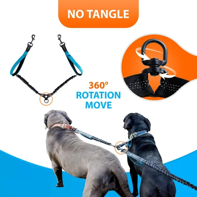 Benepaw Strong Hands Free Double Dog Leash Reflective Comfortable No Tangle Padded Handle Dual Pet Lead For Medium Large Dogs - Image 4