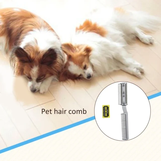 2-in-1 Professional Pet Grooming Razor Comb Plastic Trimmer for Dogs Cats with 2pcs Metal Blades for Safe Grooming Pet Supplies - Image 2