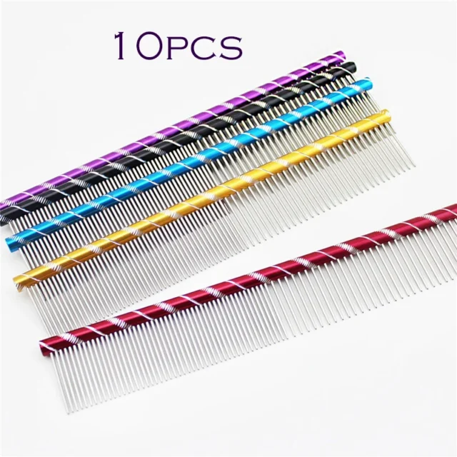 10pcs/lot 19cm/16cm Pet Dog Comb Bright Multi-Colored Stripe Grooming Comb For Shaggy Cat Dogs Barber Grooming Tool - Image 6