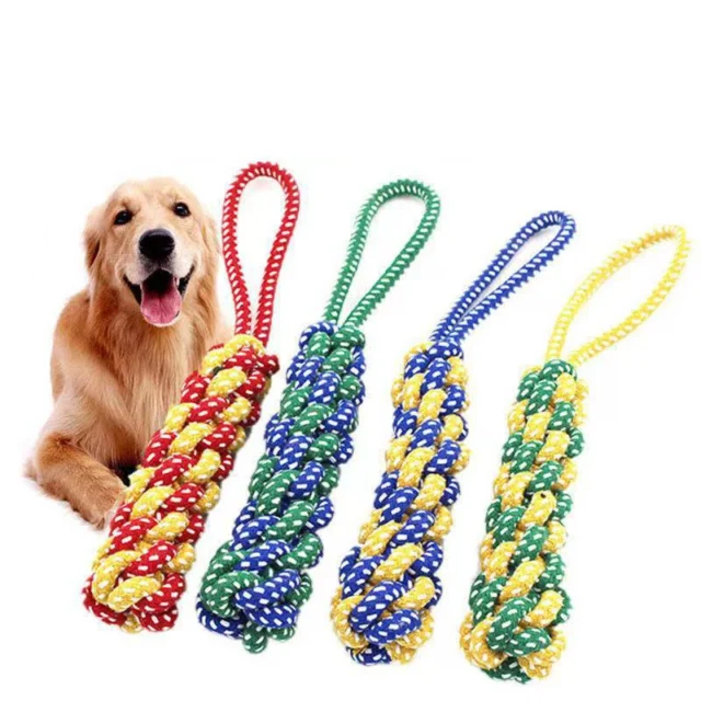 1PC Dog Toy Carrot Knot Rope Ball Cotton Rope Dumbbell Puppy Cleaning Teeth Chew Toy Durable Braided Bite Resistant Pet Supplies - Image 4