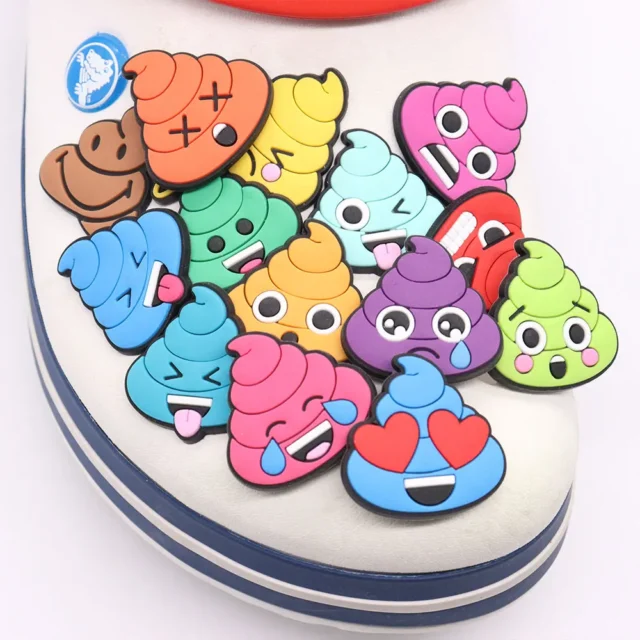 New Arrival 1Pcs PVC Colorful Expressions Poop Shoes Buckle Charms for Kids Funny Decorations Fit Bracelet