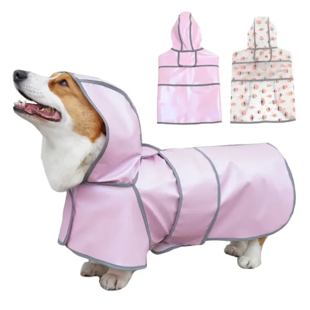 Reflective Light Rain Coat for Dogs and Cats, Waterproof Jackets, Cape PU Raincoat for Outdoor Puppy, Pet Apparel Clothes Hoody