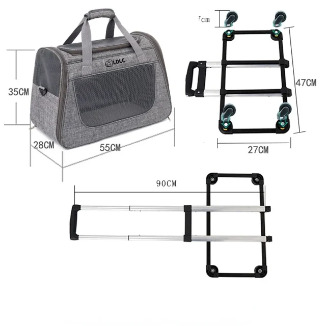 Outing Portable Breathable Puppy Carrier Pull Rod Box Pet Trolley Case Cat Travel Transport Bag Cat Cage Handbag Dog Backpack - Image 3