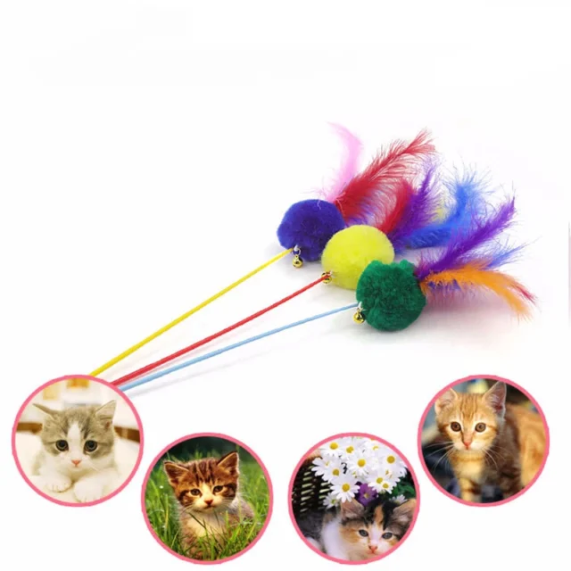 1 Pcs Pet Cat Teaser Feather Plush Plastic Cat Catcher Toy Cat Wand Stick Cat Interactive Toys - Image 3