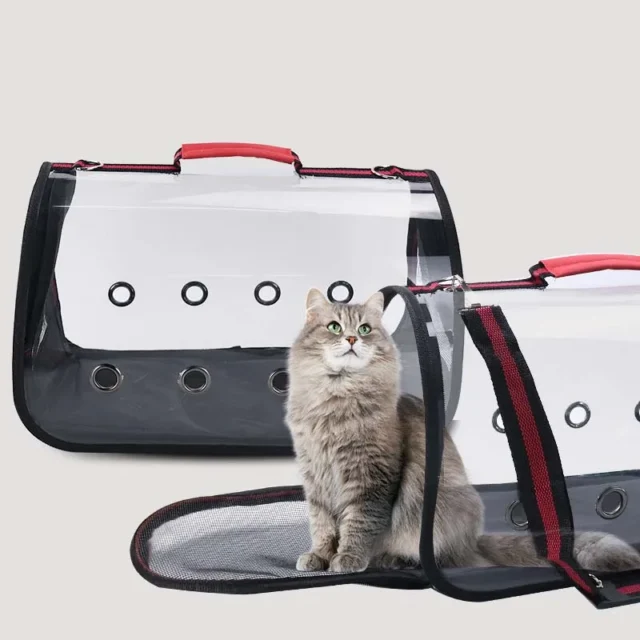 Pet Carrying Transparent Soft Foldable Travel Carry Double Door Porous Breathable Portable Cat and Dog Universal Pet Supplies - Image 2