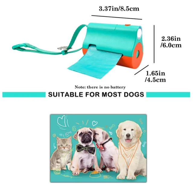 Benepaw Portable Dog Poop Bags Dispenser Durable LED Flashlight Pet Waste Bags Holder Wrist Strap Metal Clips For Used Bags - Image 6