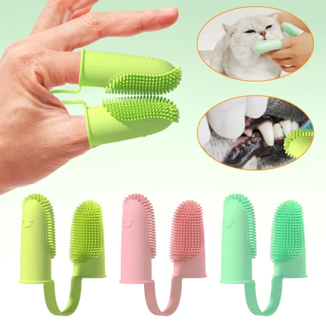 Dog Soft Double Finger Toothbrush Pet Teeth Clean Bad Breath Care Tooth Brush Clean Tool Dog Toothbrush Accessories