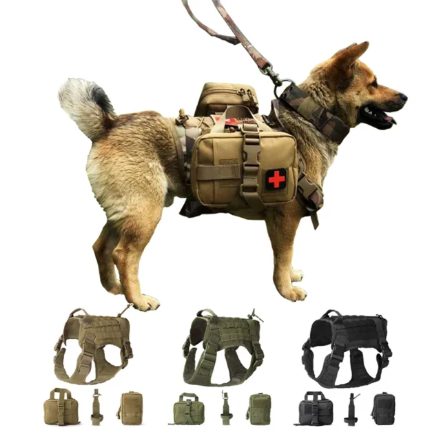 Military Dog Harness Vest, Tactical Accessories, Fit for Pitbull, Pug, Perros, Chien, Grande