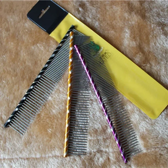 Pet Dog Comb Bright Multi-Colored Stripe Grooming Comb For Shaggy Cat Dogs Barber Grooming Tool 19cm/16cm Random Color - Image 4