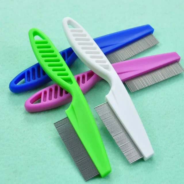 New Hairbrush Pet Dog Comb Brush Stainless Steel Dense Tooth Lice Removal Dog Comb Tool Plastic Handle Pet Combs 1pc