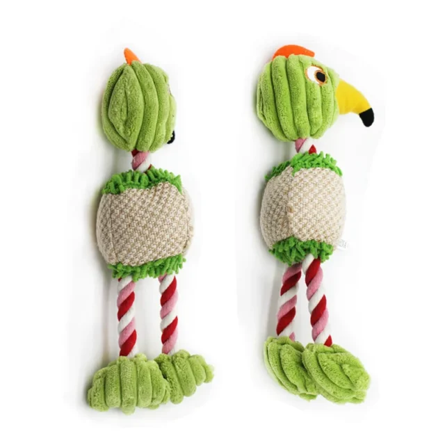 Tri color cotton rope pet toy, bird plush, bite resistant, teeth grinding, and sound producing pet toy, dog toy - Image 4