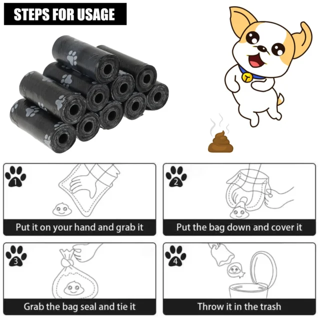 30Roll Dog Poop Bags Disposable Pet Waste Bags Dog Waste Bags Design Pet Poop Clean Pick Up Bone Bag Dispenser Tools - Image 6