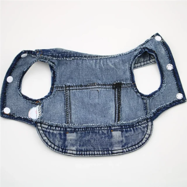 Dog Jeans Jacket Cool Puppy Denim Dog Shirts for Small Medium Dogs Cats Lapel Harness Vests Washed Scratch Design Dog Clothes - Image 3