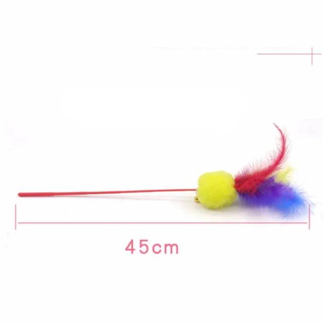 1 Pcs Pet Cat Teaser Feather Plush Plastic Cat Catcher Toy Cat Wand Stick Cat Interactive Toys - Image 2