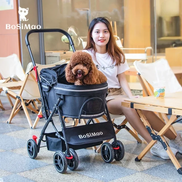 Luxury Pet Cat Stroller Baby Stroller Newborn Foldable 4 Wheels Shock Absorption Stroller Dog Transporter Carrier - Image 3