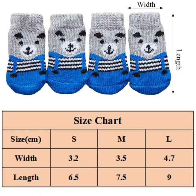 4Pcs Winter Warm Dog Socks Cute Cartoon Anti Slip Skid Pet Shoes Socks Soft Breathable Paw Protector for Small Puppy Cat Dogs - Image 6