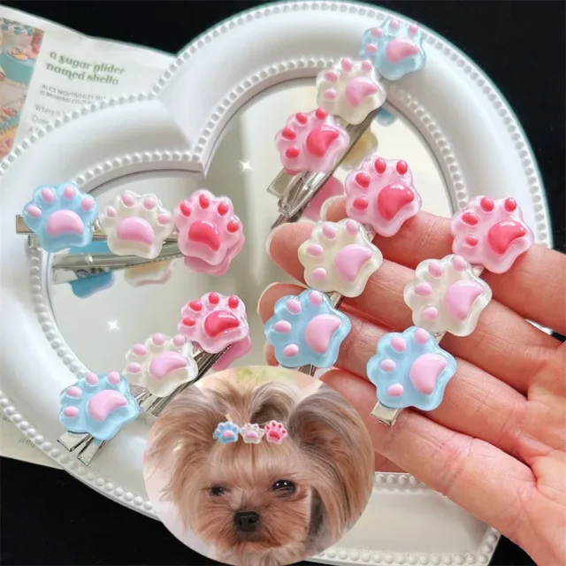 Cute Pink Pet Hair Accessory Cat Claw Duck Mouth Clip Pet Hairpin Cartoon Soft Cat Dog Sweet Girl Side Hair Clips