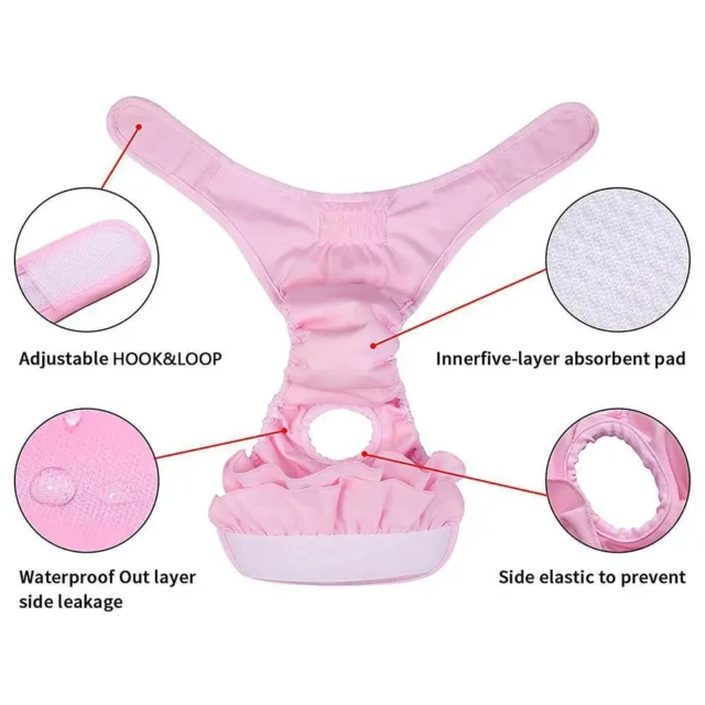 Dog Panties Diapers Female Dogs Physiological Pant Highly Absorbent Dog Period Underwear Reusable Washable Dog Menstrual Pants - Image 3