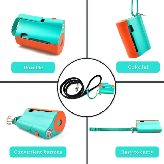 Benepaw Portable Dog Poop Bags Dispenser Durable LED Flashlight Pet Waste Bags Holder Wrist Strap Metal Clips For Used Bags - Image 5