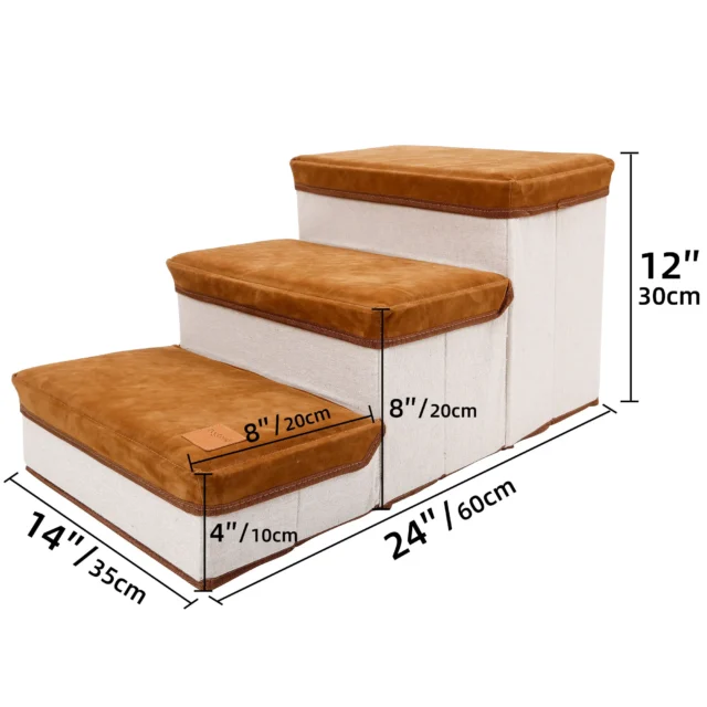 3-Step Foldable Pet Stairs, Pet Steps, Storage Style, Indoor Ramp for Dogs, Puppies, Up to 55 Pounds, Dog Bed - Image 7