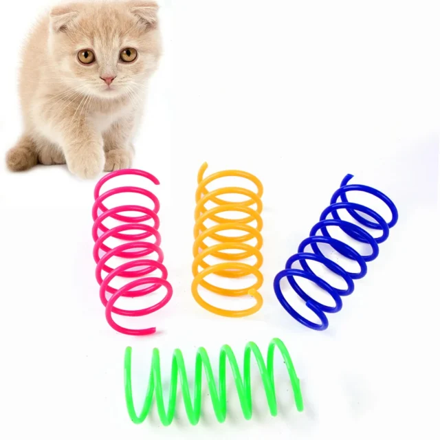 16/20PCS Interactive Cat Plastic Elasticity Toys Funny Cat Toys Colorful Gauge Springs Pet Products Spiral Springs Cat Supplies - Image 2