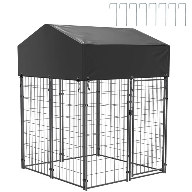 Large Dog Kennel Outdoor Dogs Welded Wire Kennels and Runs Crates for Yard with Stakes Water Proof Cover Canopy - Image 6