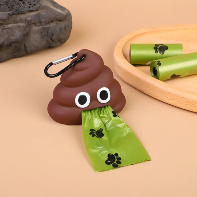 Creative Poop Shaped Pet Poop Waste Bag Dispenser Portable Pet Bin Bag Holder with Clip Pet Dog Leash Outdoor Walking and Travel - Image 2