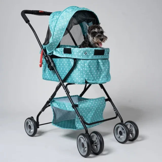 Detachable Lightweight Pet Stroller Foldable Multi-pet Double-decker Trolley Pet Cart with Basket Ventilated and Breathable - Image 3