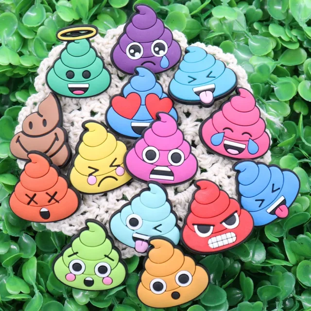 New Arrival 1Pcs PVC Colorful Expressions Poop Shoes Buckle Charms for Kids Funny Decorations Fit Bracelet - Image 3