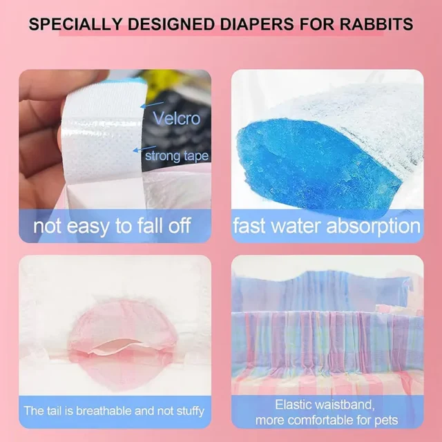 10pcs Disposable Pet Diaper Rabbit with Sling Anti-shedding Diaper Small Pet Menstrual Pants Pet Physiological Supplies - Image 5