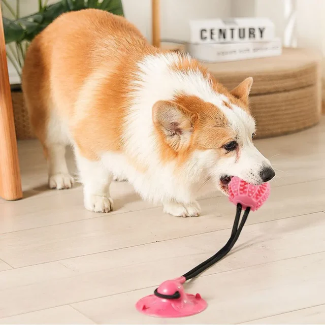 Dog Suction Cup Toy Tug of War Dog Toy Dog Treat Food Dispensing Ball with Rope Aggressive Chewers Pet Puppy Teeth-Cleaning Toys - Image 5